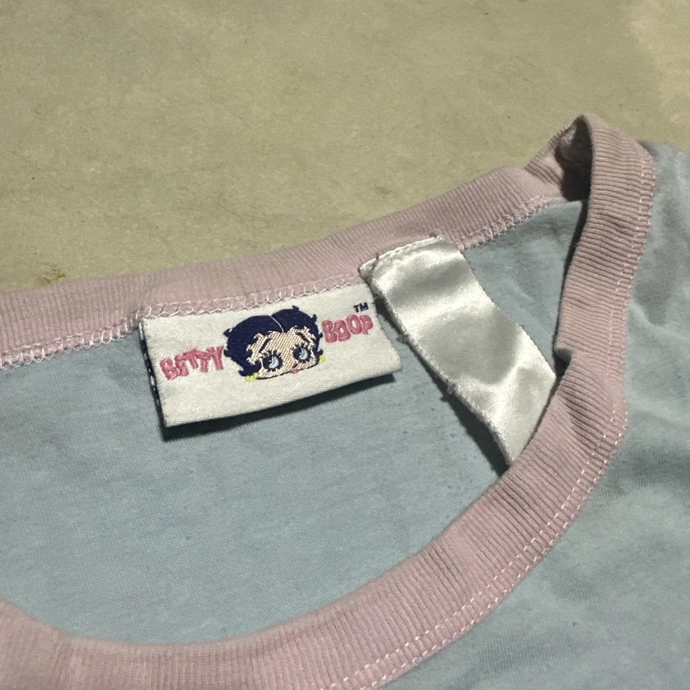 Vintage 2007 Betty Boop Pajama Top Women's SZ XL Blue Short Sleeve Graphic Y2K